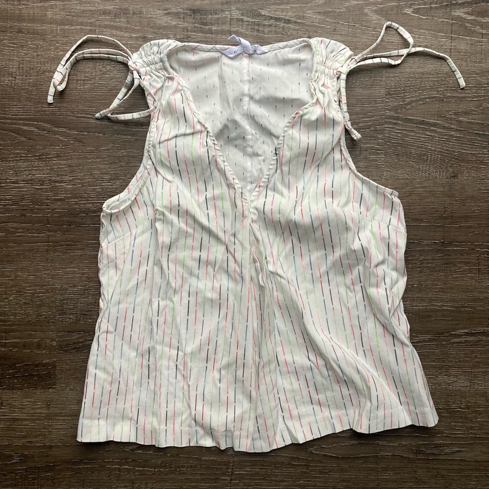 BCBGeneration White Color Striped Tank Top Size Small